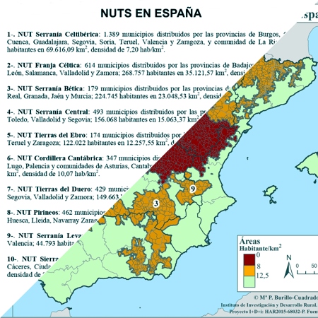 Mapa y Tabla de las NUTS de España